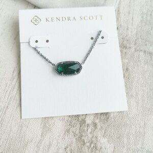 Kendra Scott Silver Green Cat's Eye Necklace - Elisa